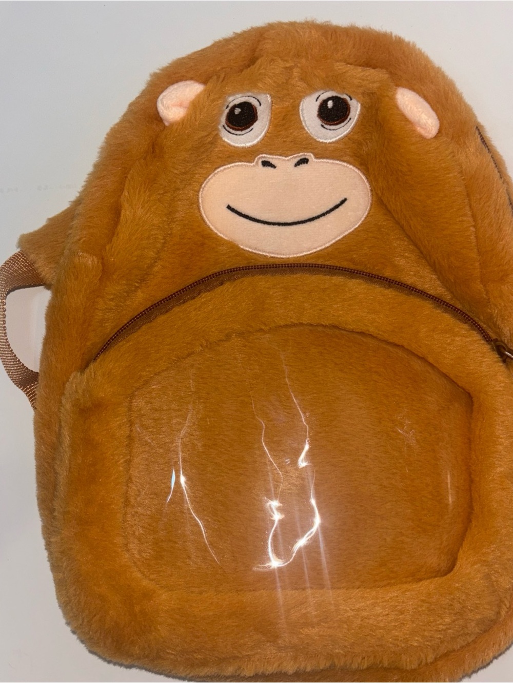 Plush Monkey Kids Backpack - Orange Plush Animal Bag